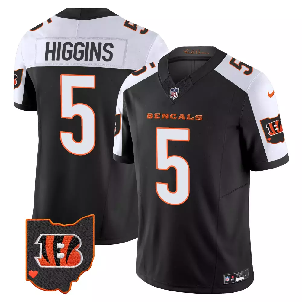 Tee Higgins Cincinnati Bengals 2023 Black Stitched Jersey | Name Patch Fan Gear | For Men, Women & Youth