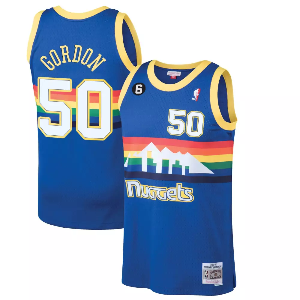 2023 Gordon Denver Nuggets Name Patch All Stitched Jersey | Blue 50 | For Men, Women & Youth