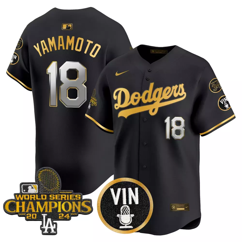 Yamamoto 18 Dodgers 2024 Black Stitched Jersey | All Stitched Design for Men | For Men, Women & Youth