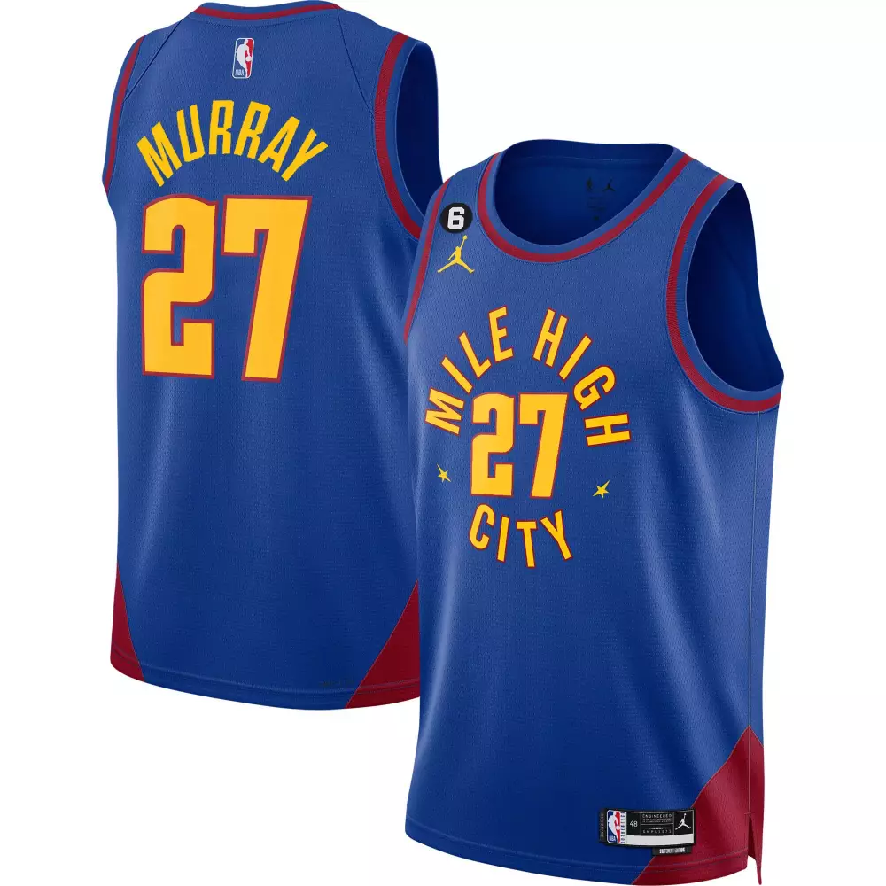 Men's Jamal Murray 27 Blue Denver Nuggets 2023 Name Patch Stitched Jersey | Game Day Outfit | For Men, Women & Youth