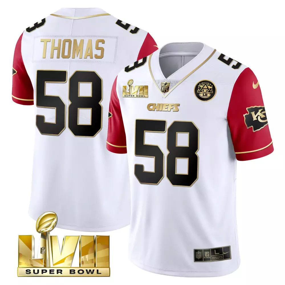 Thomas Kansas City Chiefs 2023 Stitched Jersey | White | Super Bowl LVII Style Fan Gear | For Men, Women & Youth