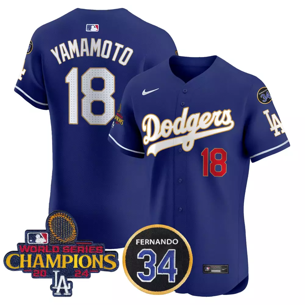 Yamamoto 18 Dodgers 2024 World Series Champions Stitched Jersey | Blue Fan Gear | For Men, Women & Youth