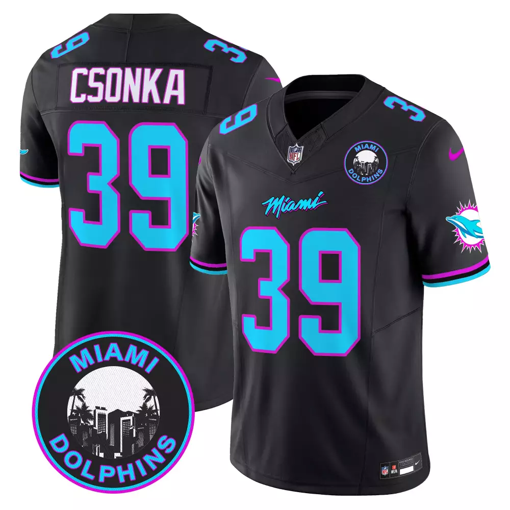 Men's Csonka 39 Miami Dolphins Black Jersey | All Stitched | Fan Gear for Men, Women & Youth