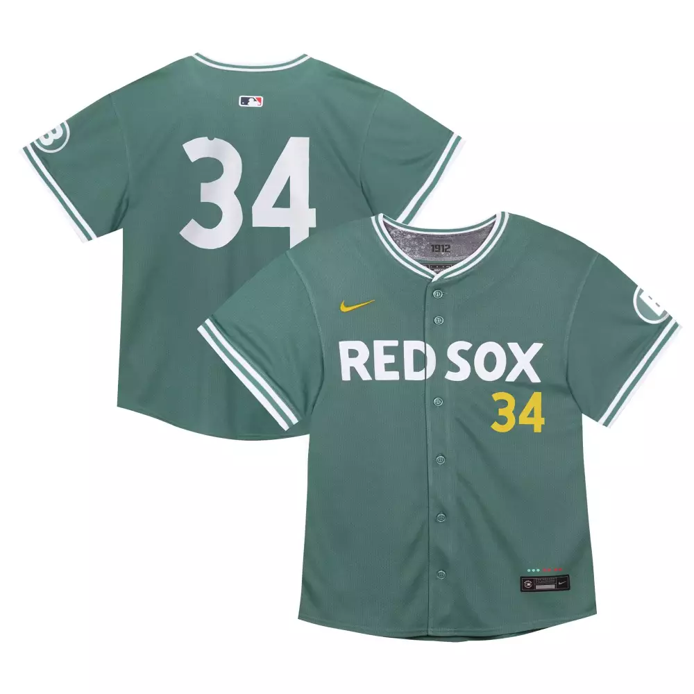 Men's Stitched Boston Red Sox Green Jersey 2025 | David Ortiz 34 Name Patch for Men, Women & Youth