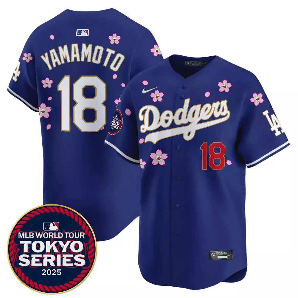 Yamamoto 18 Dodgers 2025 Royal Stitched Jersey | Tokyo Series Design | For Men, Women & Youth