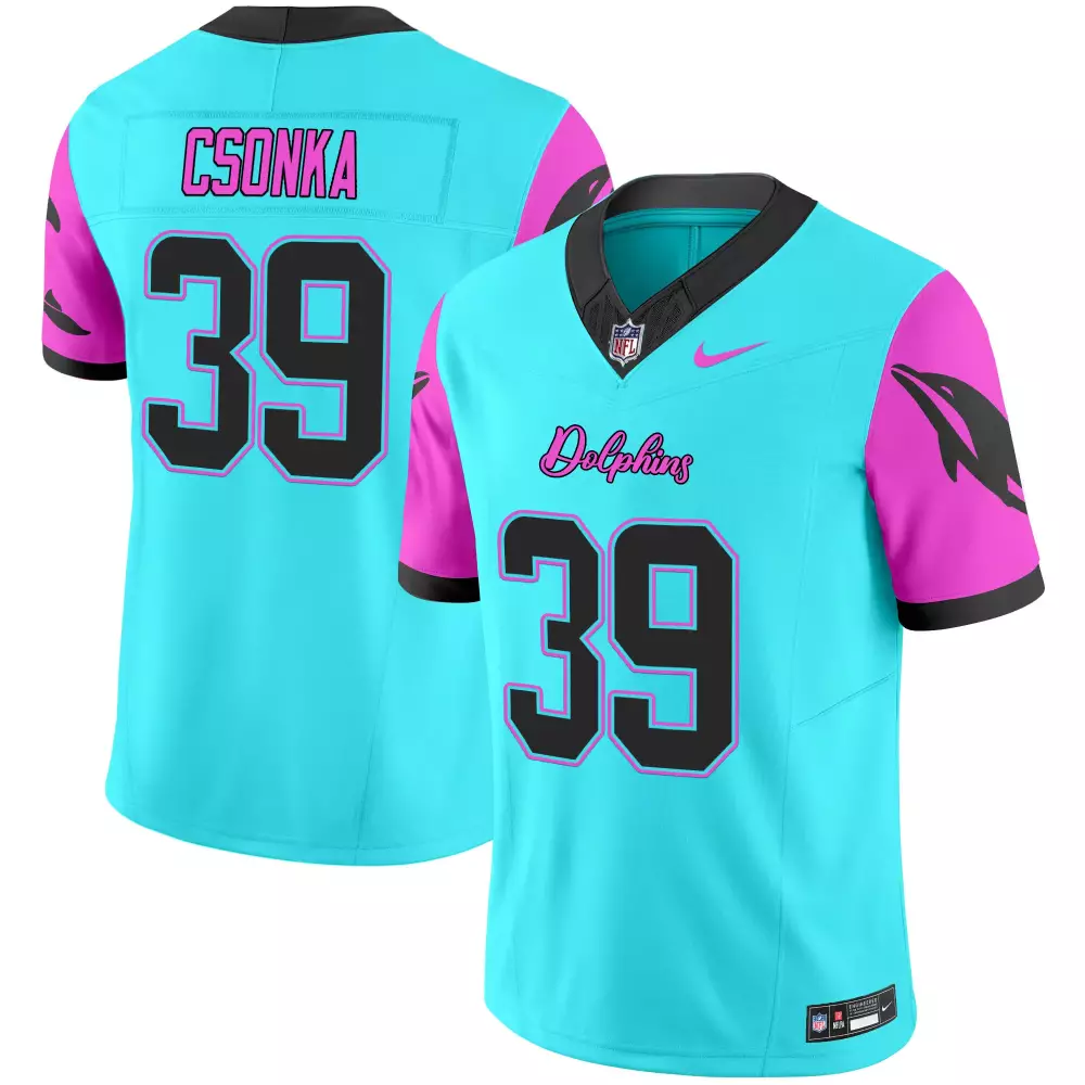 Csonka 39 Miami Dolphins Pink All Stitched Jersey | Stylish Fan Gear for Men, Women & Youth | Perfect for Game Day