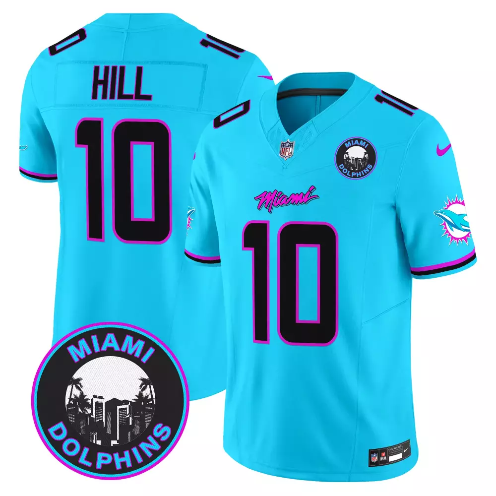 Miami Dolphins Hill 10 Men's Stitched Jersey 2023 Aqua Name Patch | Classic Fan Gear for All | For Men, Women & Youth