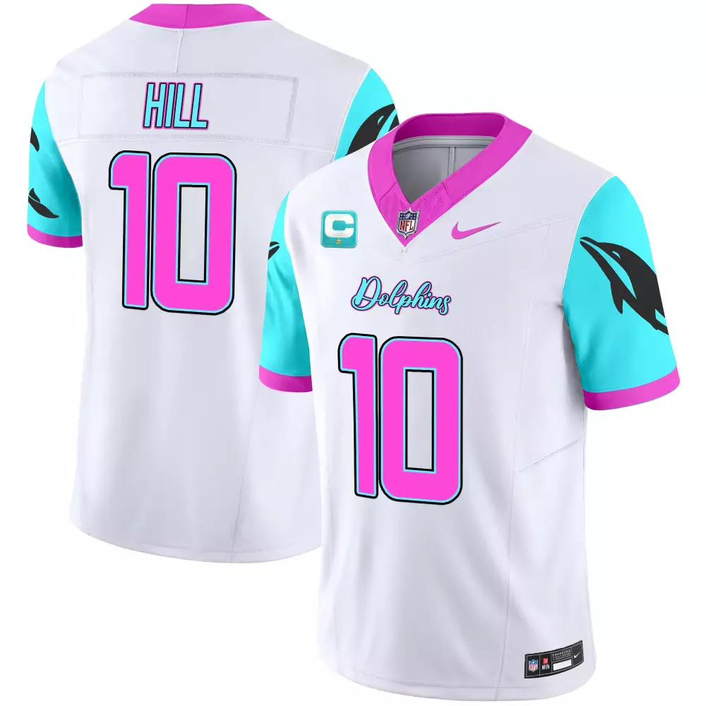 Tyreek Hill Miami Dolphins 10 Men's Stitched Jersey | White 2023 Name Patch | Fan Gear for Men, Women & Youth
