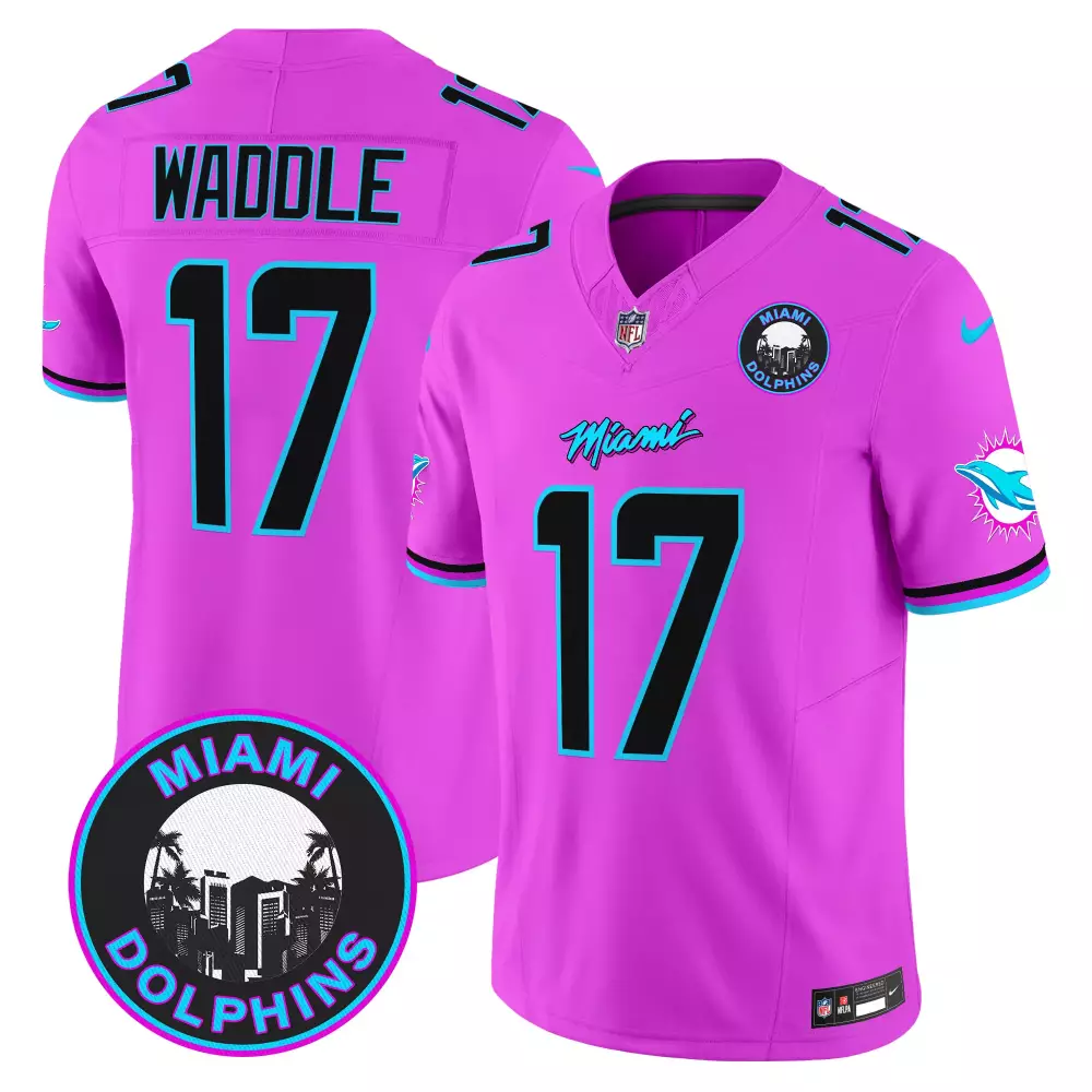 Waddle Miami Dolphins 2023 Pink Stitched Jersey | Men's Name Patch | Game Day Outfit | For Men, Women & Youth