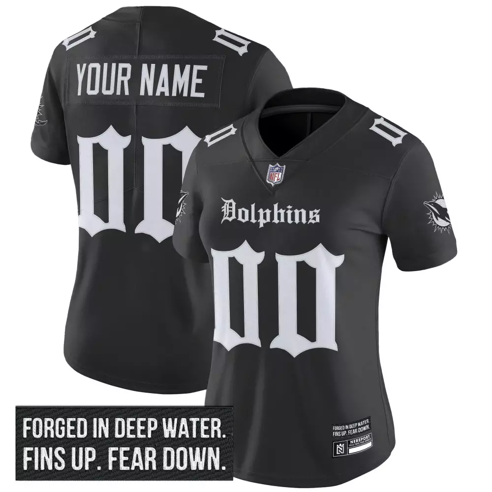 Miami Dolphins Women's Deep Water Stitched Jersey | Name Patch 2023 | Fan Gear | For Men, Women & Youth