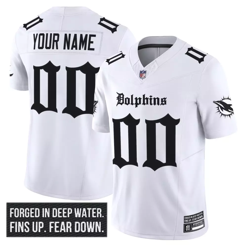 Miami Dolphins Women's White Stitched Jersey | Limited Edition 2023 Name Patch 00 | Fan Gear | For Men, Women & Youth