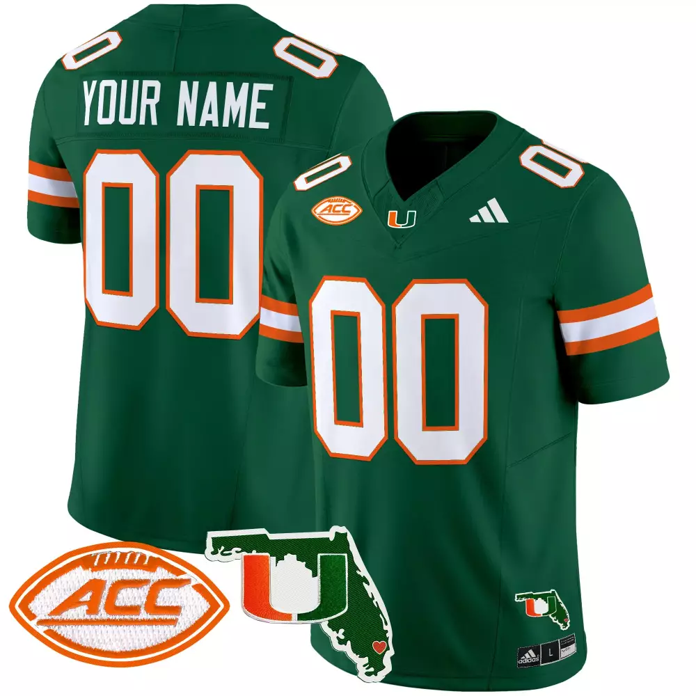 Miami Hurricanes Men's Stitched Custom Jersey | Black 2024 ACC Patch | Name Patch Fan Gear for Men, Women & Youth