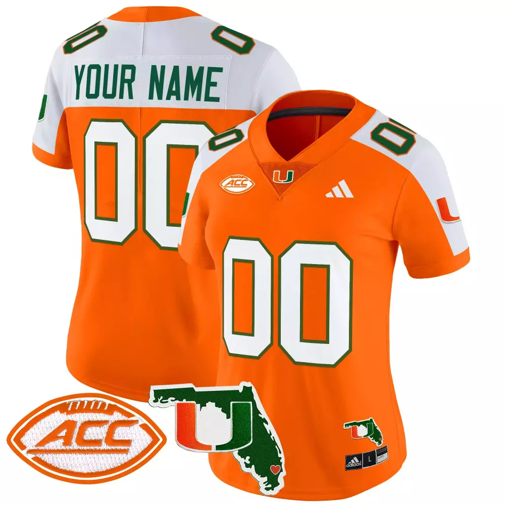 Miami Hurricanes Orange Stitched Women's Jersey | 2025 Name Patch | Fan Gear for Men, Women & Youth