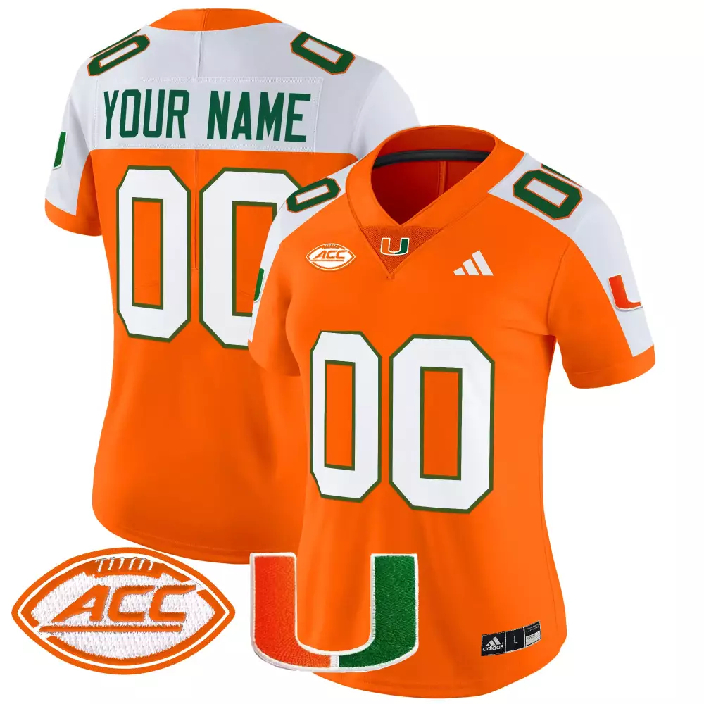 Miami Hurricanes Women's Orange All Stitched Jersey | 2025 Name Patch | Perfect Fan Gear for Men, Women & Youth