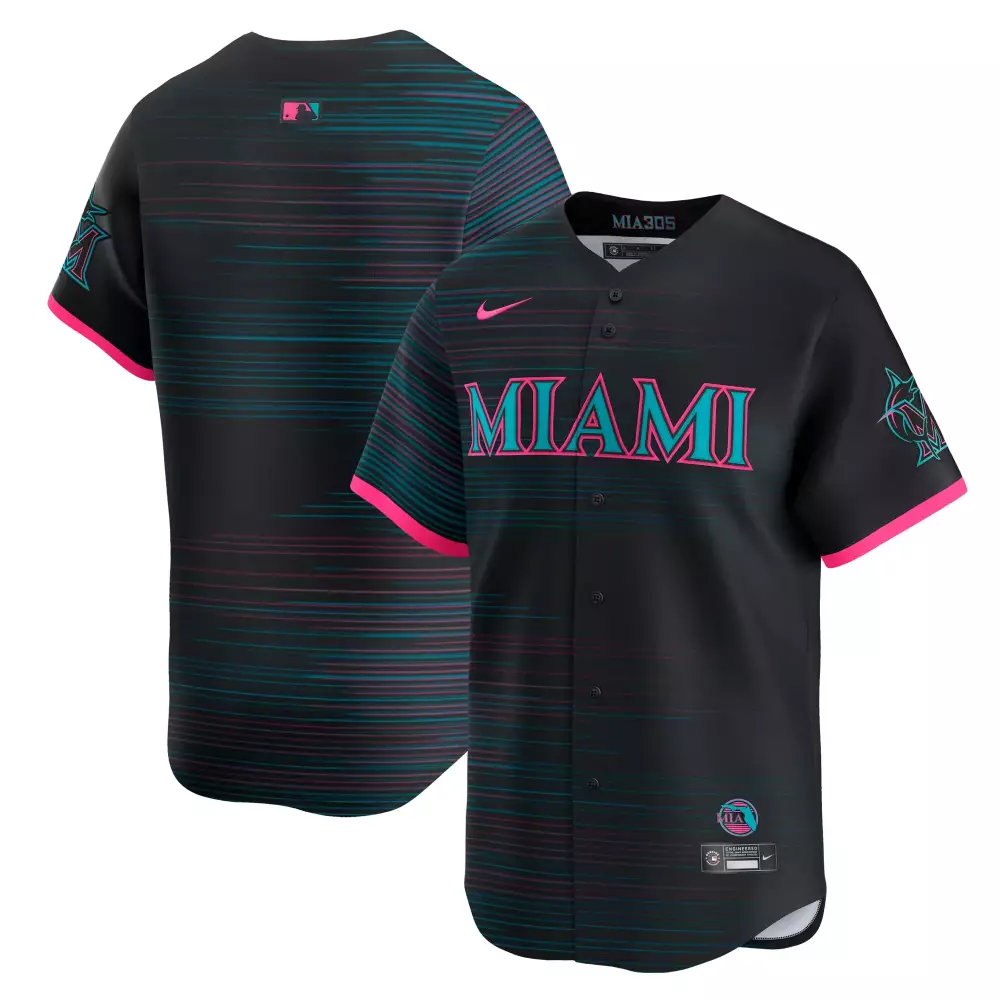 Miami Marlins 2025 Black Stitched Jersey | Unisex Name Patch Style | Trendy Fan Gear for All | For Men, Women & Youth