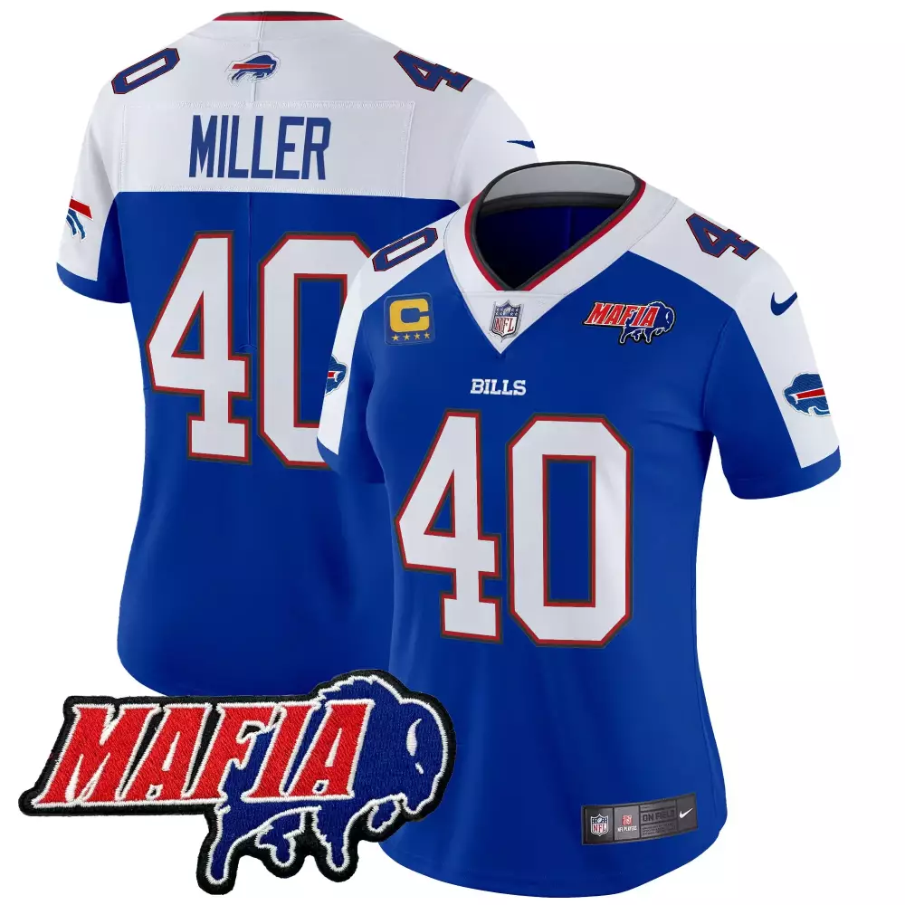 Miller 40 Women's Buffalo Bills 2023 Royal Stitched Jersey | Name Patch | Fan Gear for Game Day