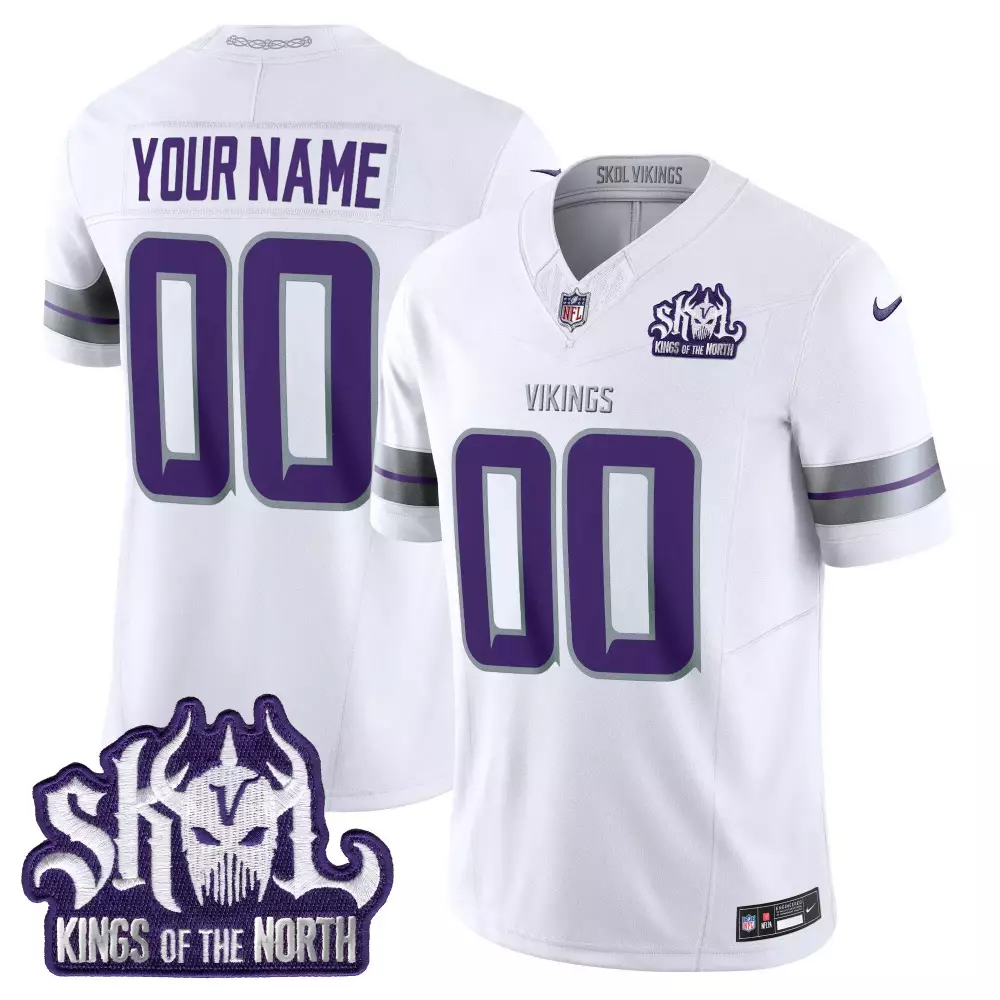 Minnesota Vikings Stitched Vapor Jersey White Kings Of The North 2023 | Customizable Fan Gear | For Men, Women & Youth