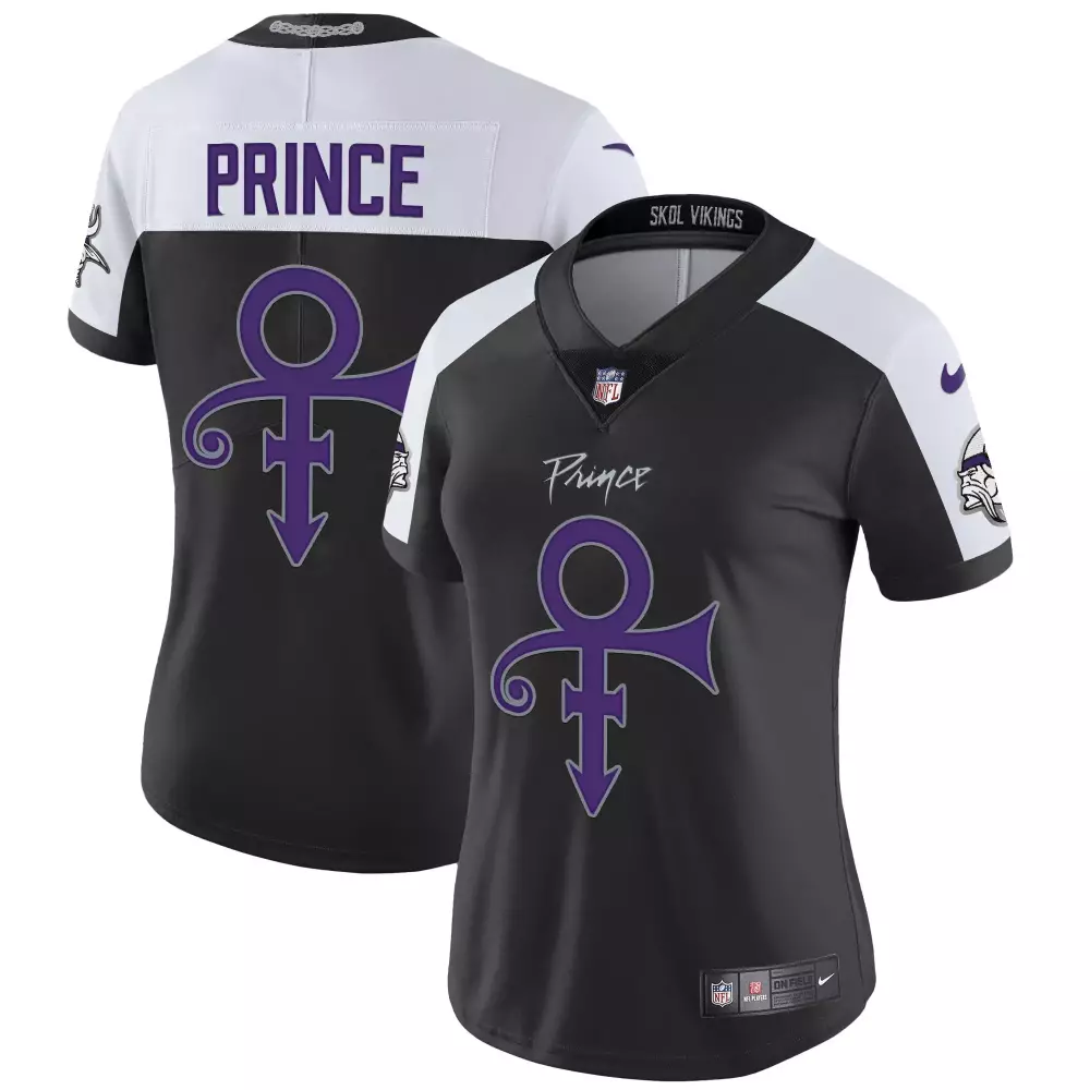 Minnesota Vikings Women's 2024 Prince Black Alternate Stitched Jersey | Name Patch | Game Day Outfit | For Men, Women & Youth
