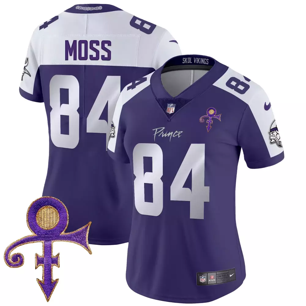 Randy Moss 84 Minnesota Vikings Women's Purple All Stitched Jersey | 2024 Name Patch | Limited Edition Fan Gear | For Men, Women & Youth