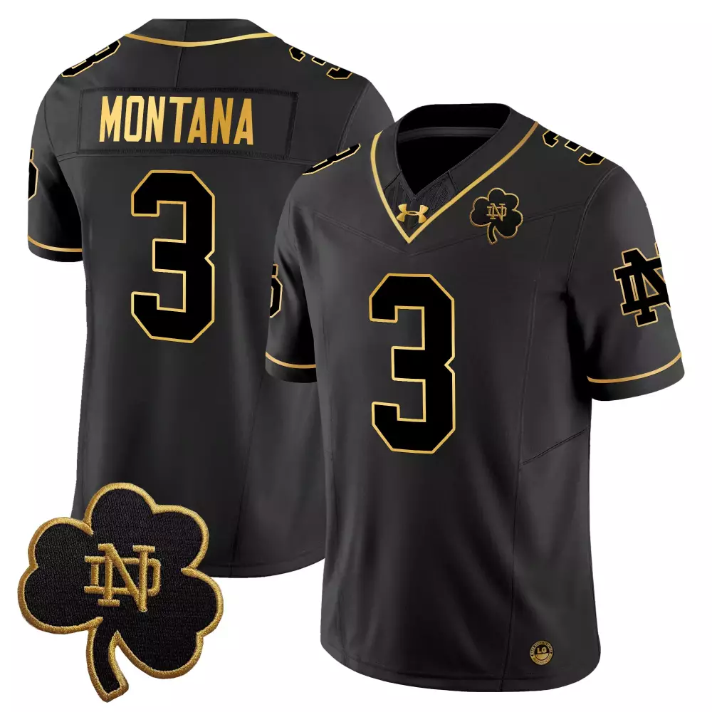 Montana 3 Notre Dame Fighting Irish 2025 Black Stitched Jersey | Limited Edition Fan Gear | For Men, Women & Youth