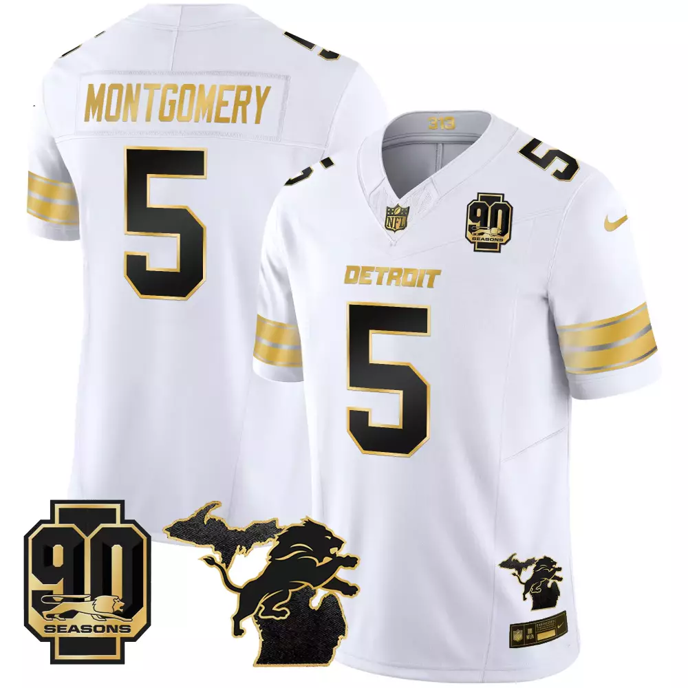 Montgomery 5 Detroit Lions Motor City Edition Jersey 2023 White | Limited Edition Fan Gear | For Men, Women & Youth