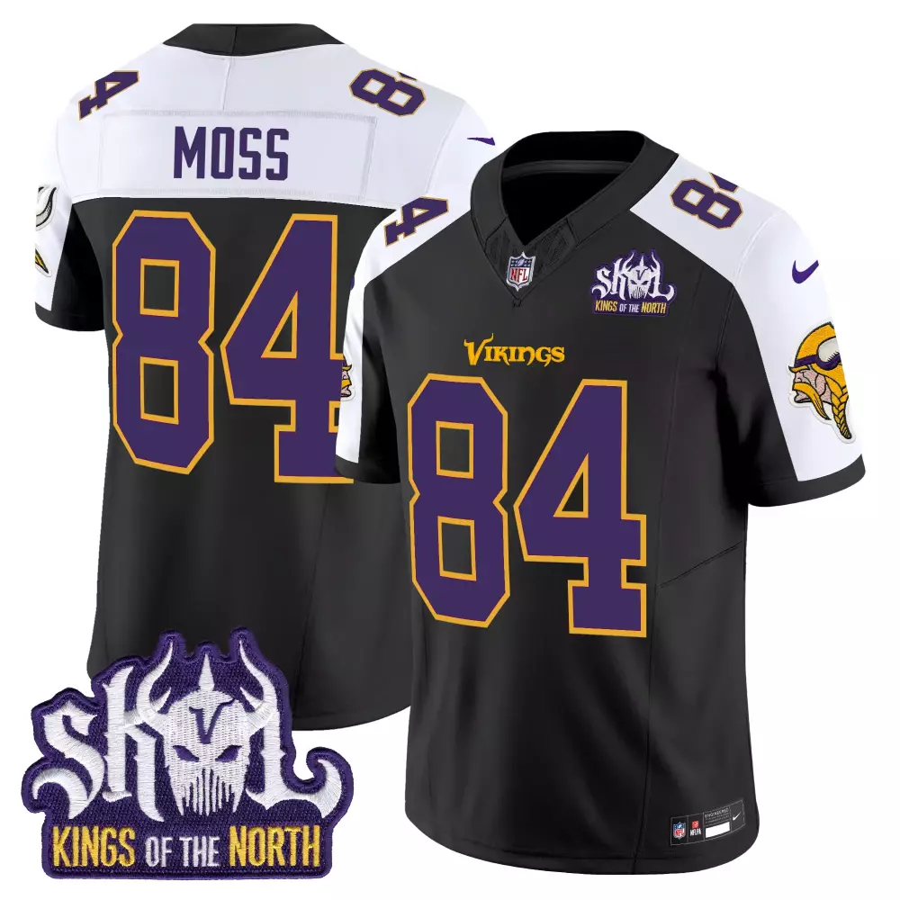 Moss 84 Minnesota Vikings 2023 Black All Stitched Jersey | Kings of the North Style | Limited Edition Fan Gear | For Men, Women & Youth