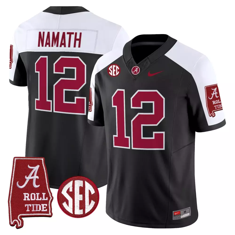 Namath 12 Alabama Crimson Tide Red Stitched Jersey | Name Patch 2025 | For Men, Women & Youth