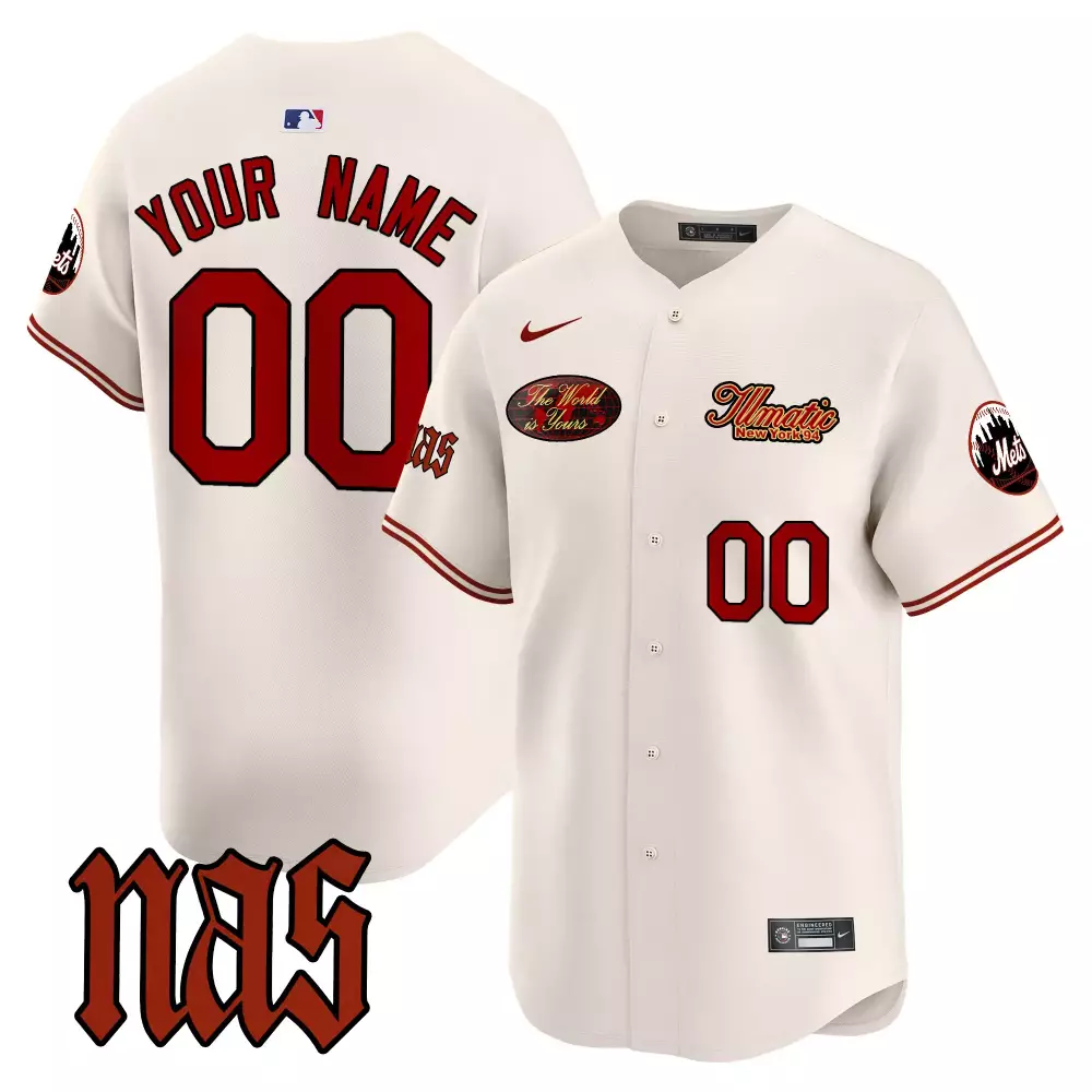 Nas 00 New York Mets Women's Limited Custom Stitched Jersey | 2023 Cream Style | Fan Gear for Men, Women & Youth