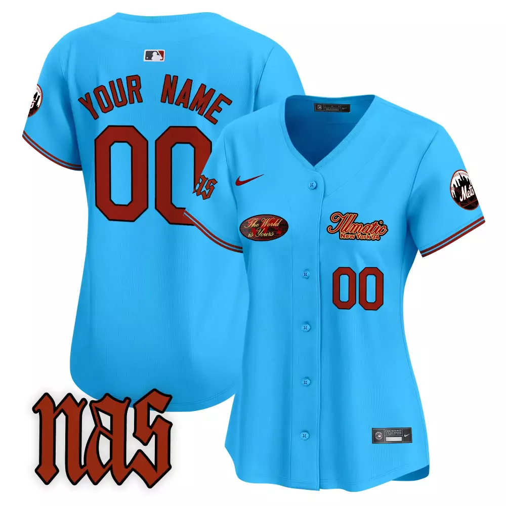 New York Mets Nas 00 Youth Stitched Jersey Blue Illmatic 2023 Name Patch | Trendy Fan Gear for Young Fans | Perfect Gift Idea
