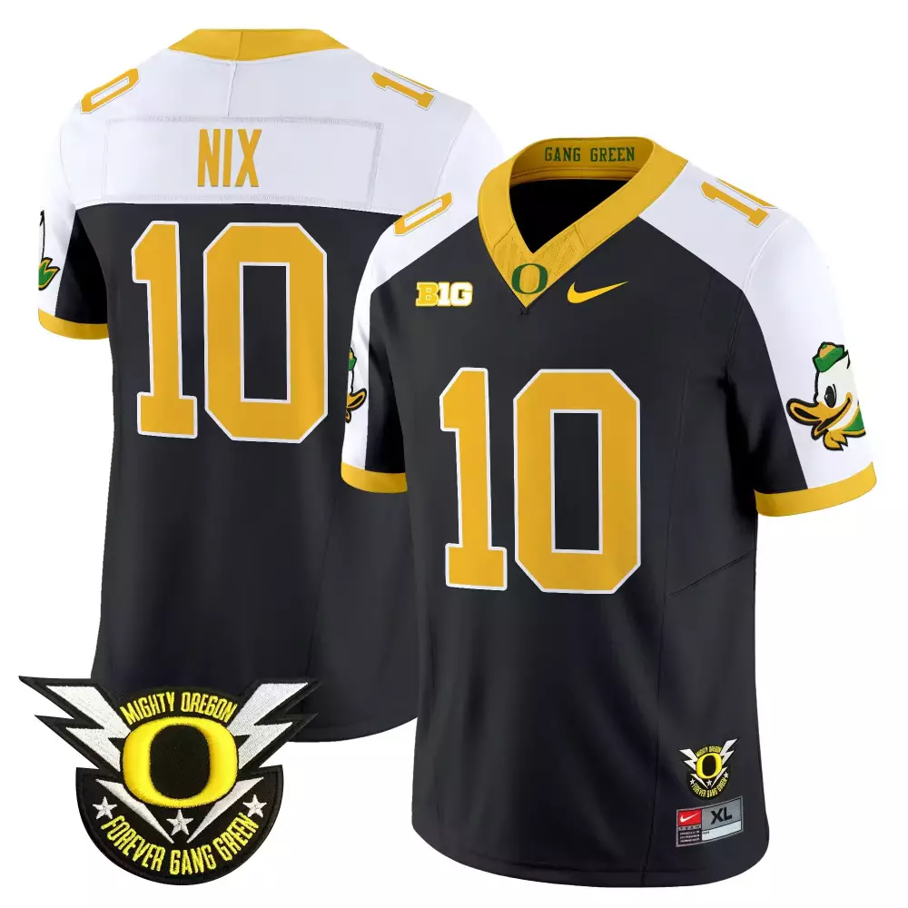 Nix 10 Oregon Ducks 2025 All Stitched Black Jersey | Embroidered Patch | Limited Edition Fan Gear for Men, Women & Youth