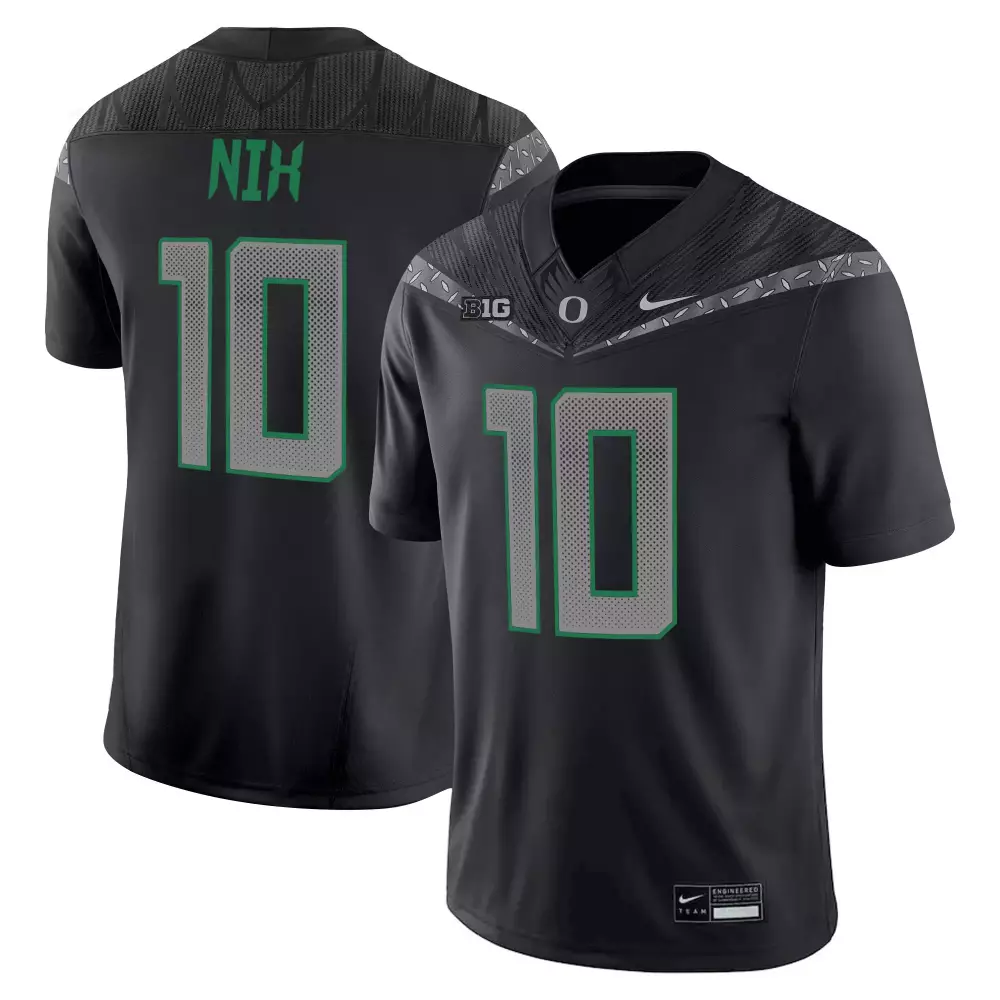 Nix 10 Oregon Ducks 2025 Black Vapor Jersey | All Stitched Mighty Oregon Patch | Replica Fan Gear for Men, Women & Youth