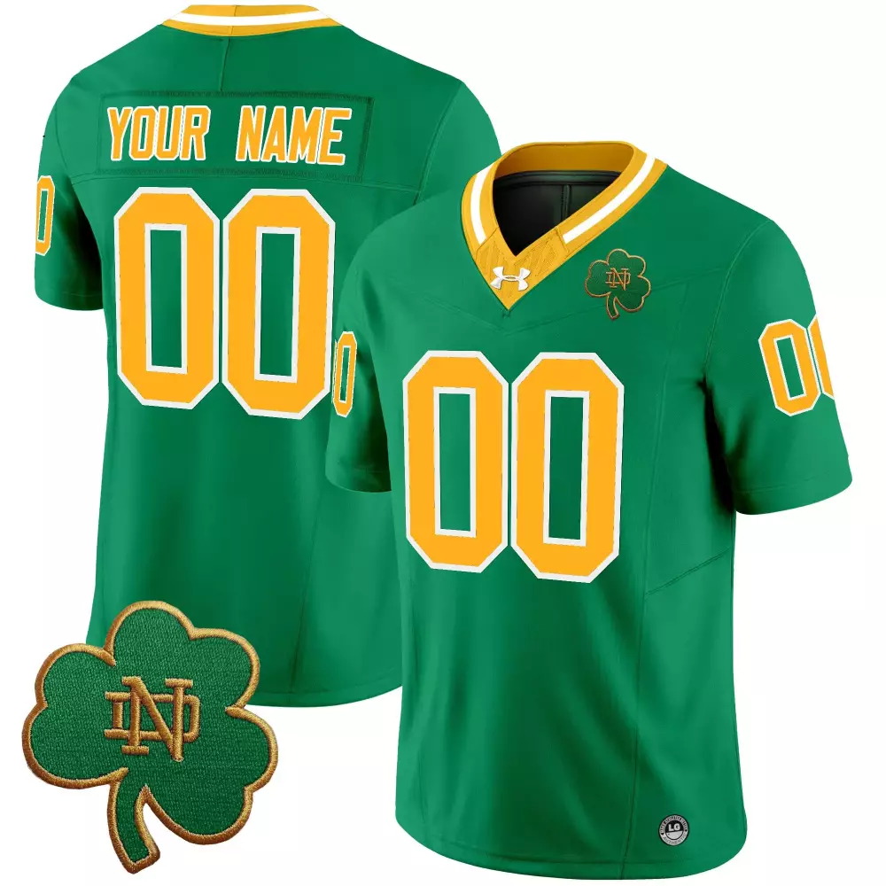 Notre Dame Fighting Irish 2025 Youth Green All Stitched Jersey | Your Name 00 with Name Patch | For Young Fans | For Men, Women & Youth