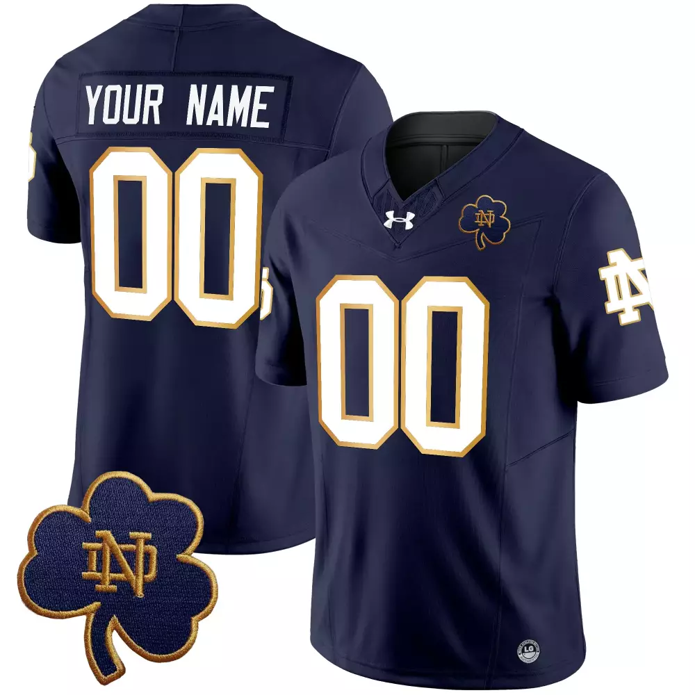 Notre Dame Fighting Irish 2025 Navy Stitched Jersey | Your Name 00 Name Patch | Fan Gear for Men, Women & Youth