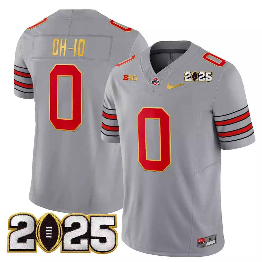Custom Ohio State  2025 Season Big Ten Oh 10 0 Stitched Vapor Name Patch Authentic Jersey – Gray