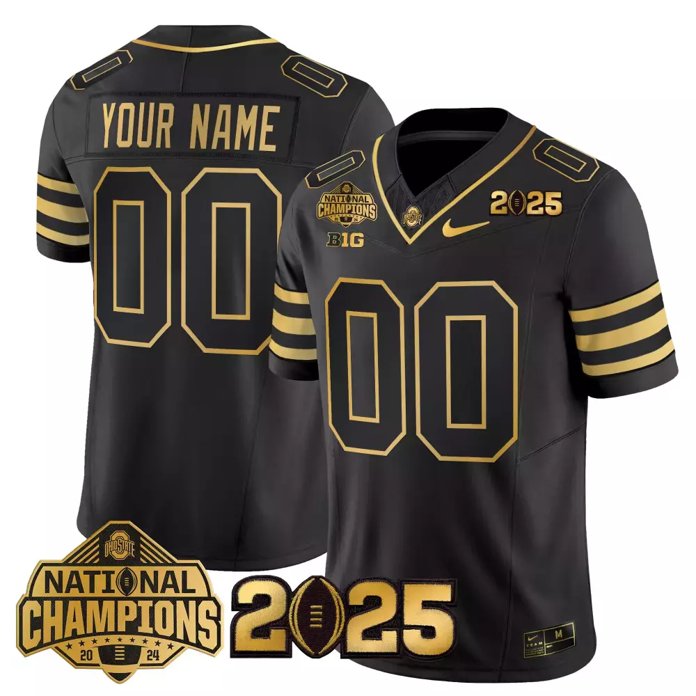 Personalized Ohio State  Black Stitched National Champions 2025 Edition Style Your Name Jersey