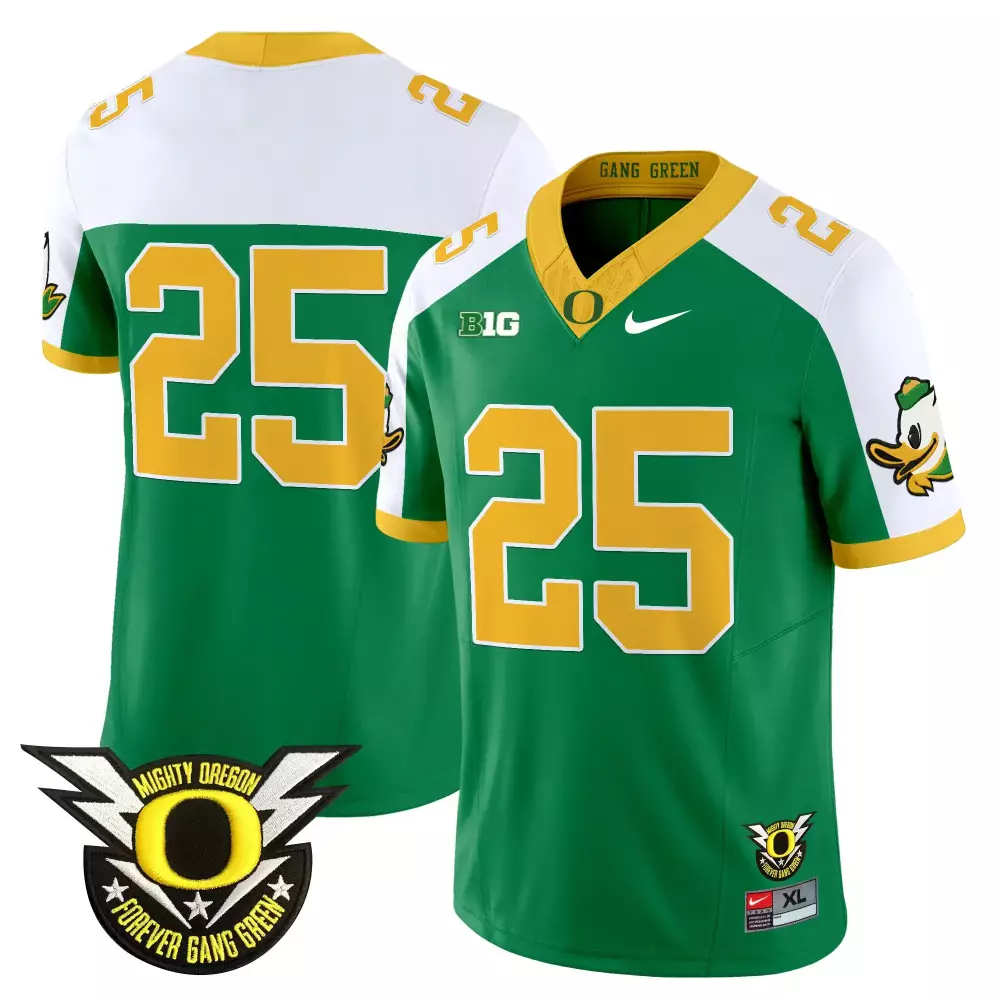 Oregon Ducks 25 Gang Green Stitched Jersey 2025 | All Stitched with Name Patch | Game Day Outfit | For Men, Women & Youth