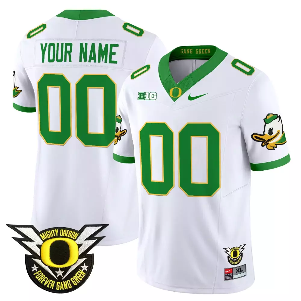 Oregon Ducks Men's White All Stitched Jersey | Name Patch 2025 Mighty Oregon | Fan Gear for Game Day | For Men, Women & Youth