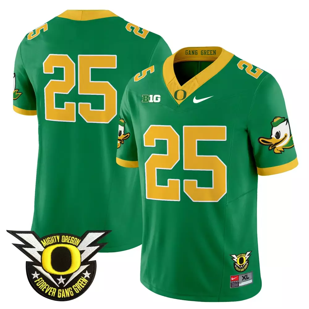 Oregon Ducks Stitched Jersey 25 Gang Green | Men's 2024 Forever Gang Green Patch | Fan Gear for Men, Women & Youth