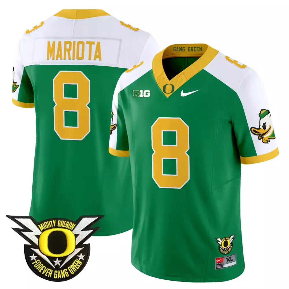 Oregon Ducks Stitched Men's Jersey Green Mariota 8 | 2023 Forever Gang Green Patch | Fan Gear for Men, Women & Youth