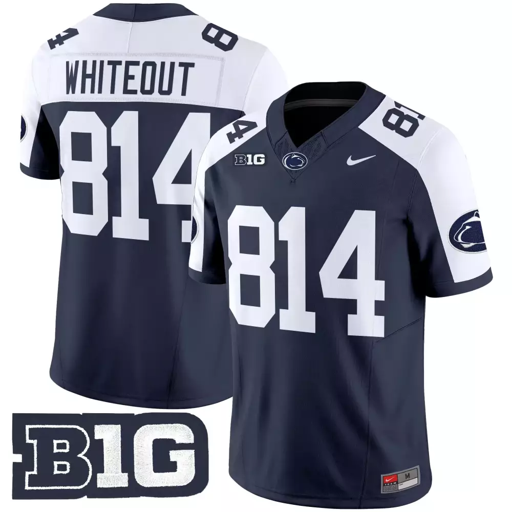Penn State Nittany Lions Whiteout Stitched Men's Jersey Navy 814 2025 Name Patch | Fan Gear | For Men, Women & Youth