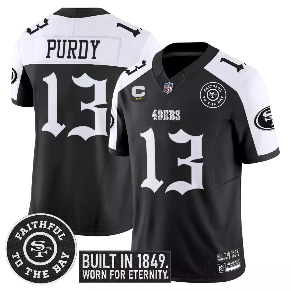 Purdy 13 San Francisco 49ers 2023 Men's Black Stitched Jersey | Faithful to the Bay Patch | All Stitched Fan Gear | For Men, Women & Youth