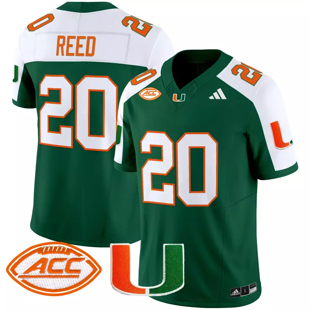Reed 20 Miami Hurricanes Green Stitched Jersey | ACC Patch 2025 | Limited Edition Fan Gear | For Men, Women & Youth