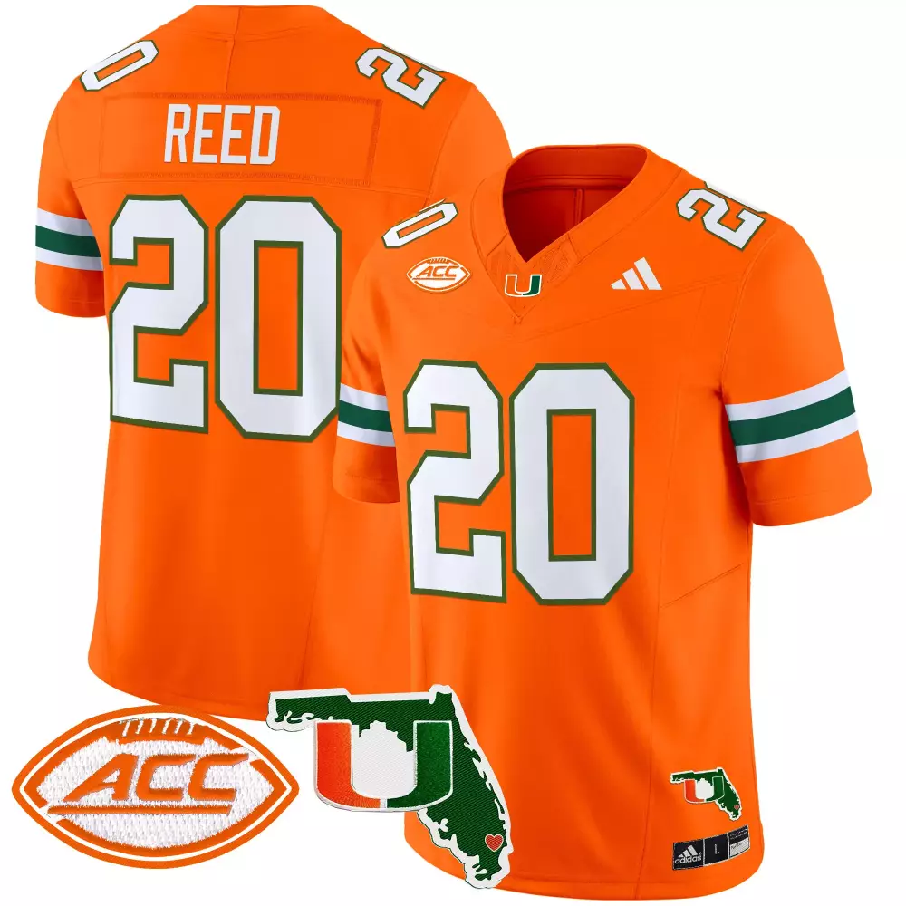 Reed 20 Miami Hurricanes Stitched Jersey | Orange with ACC Patch 2025 Limited Edition | For Men, Women & Youth