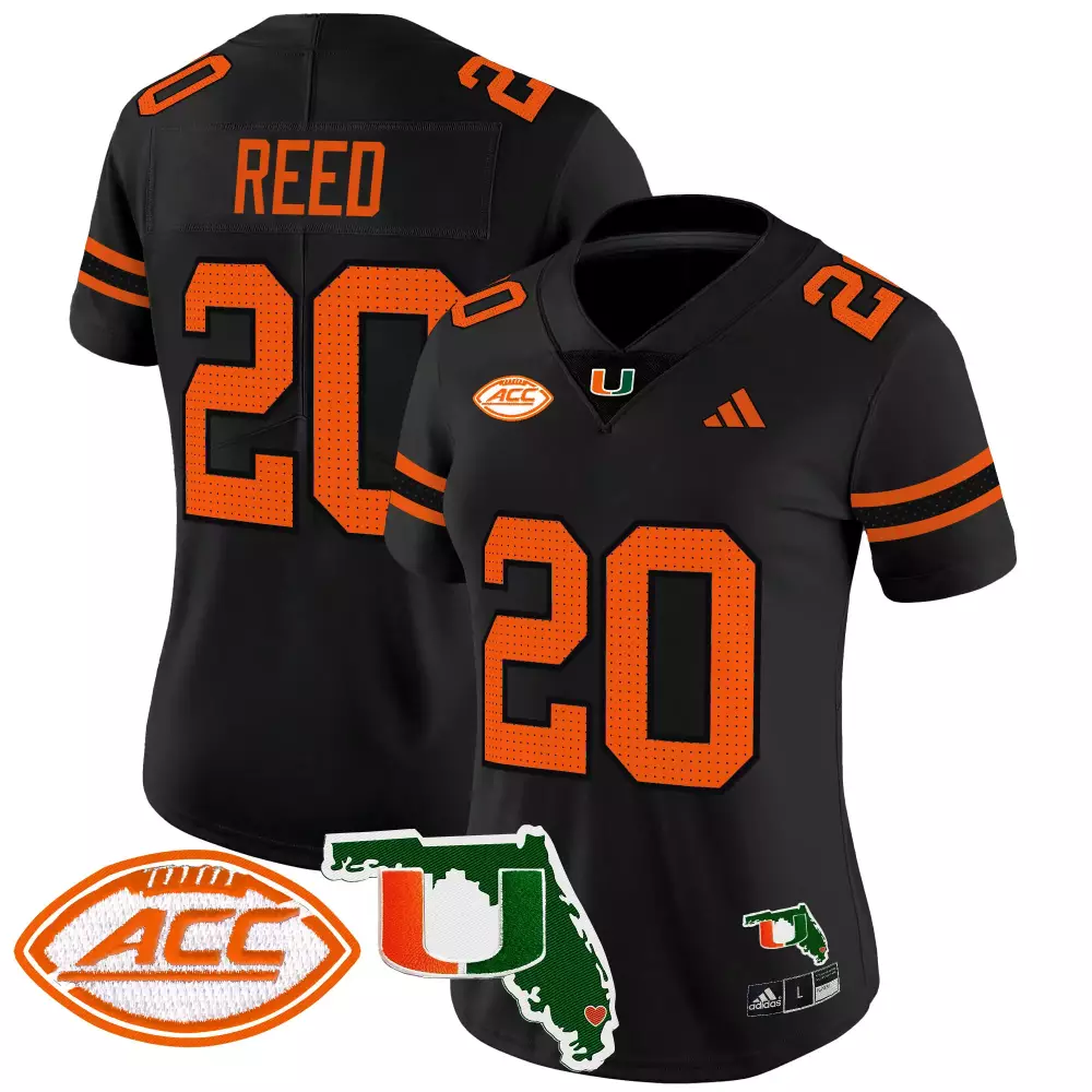 Reed 20 Miami Hurricanes Black Stitched Jersey | Name Patch 2024 | Limited Edition Fan Gear | For Men, Women & Youth