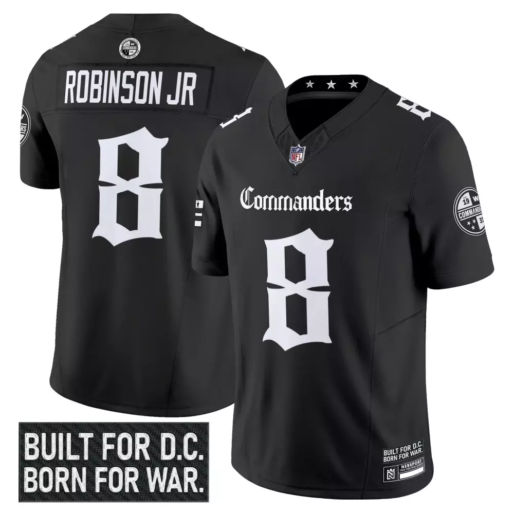 Robinson Jr 8 Washington Commanders 2022 Stitched Jersey | Black Name Patch | Fan Gear for Game Day | For Men, Women & Youth