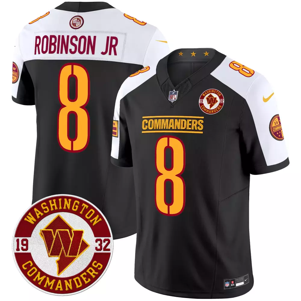 Robinson Jr 8 Washington Commanders Black Stitched Jersey | 2024 Name Patch | For Men, Women & Youth