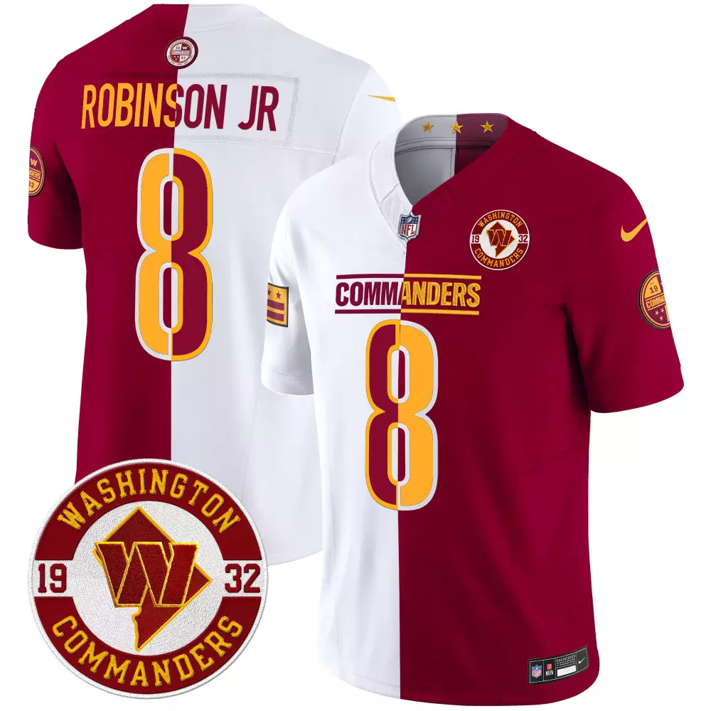 Robinson Jr 8 Washington Commanders Red Stitched Jersey | 2024 Name Patch | For Men, Women & Youth