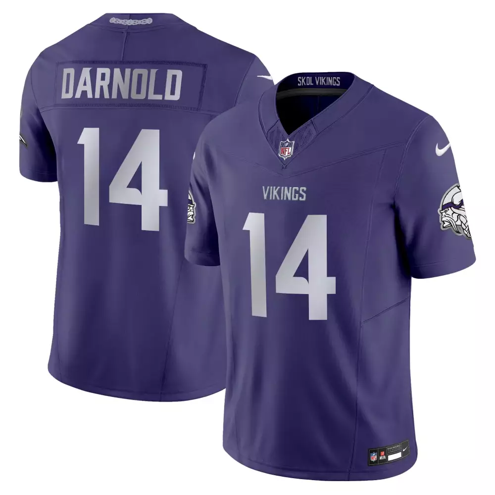Sam Darnold 14 Minnesota Vikings 2024 Purple Stitched Jersey | Name Patch Edition | Fan Gear for All | For Men, Women & Youth
