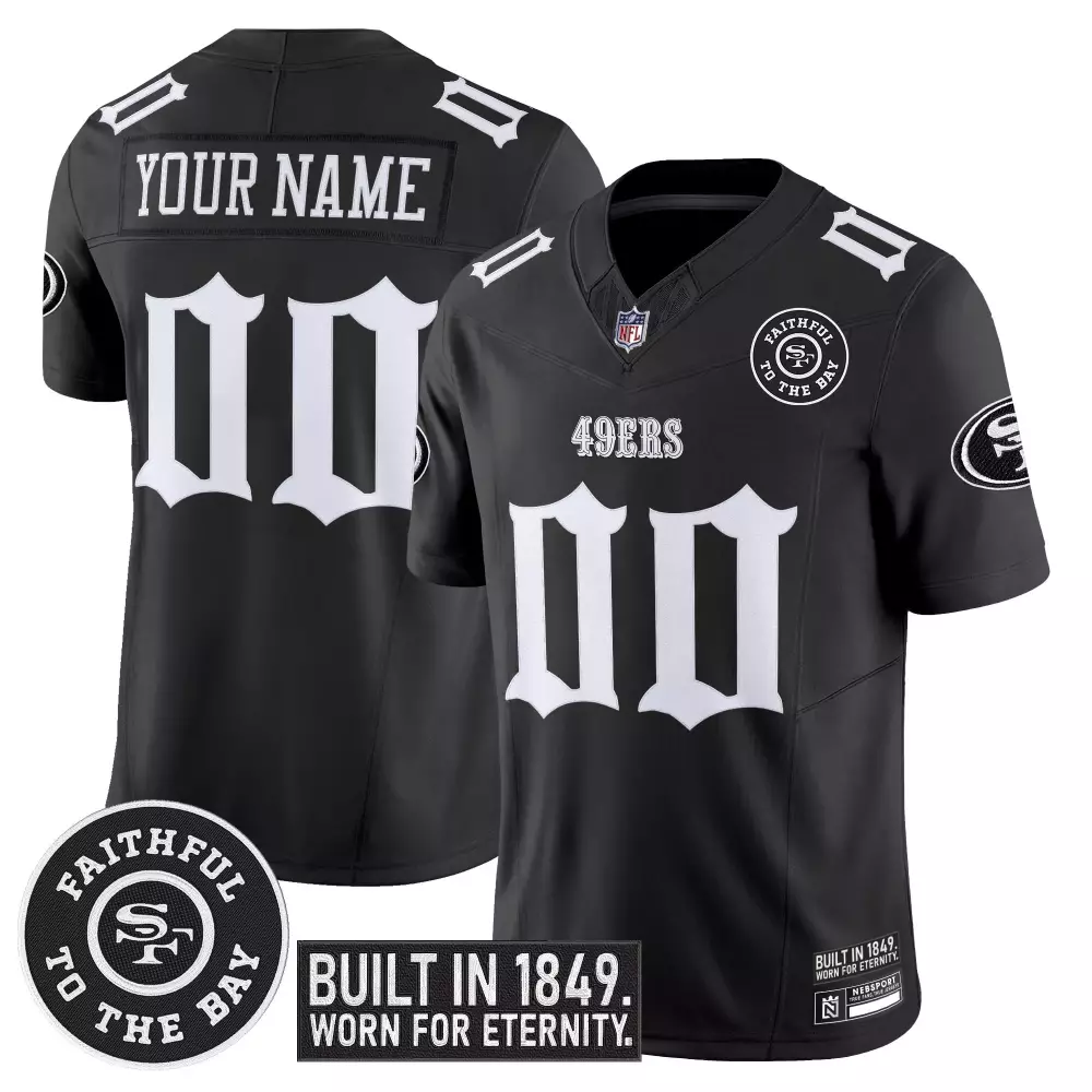 San Francisco 49ers Black Stitched Jersey | 2023 Name Patch Men’s Style 00 | Fan Gear | For Men, Women & You