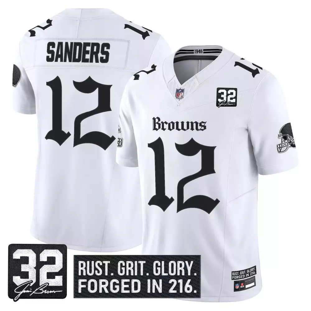 Sanders 12 Cleveland Browns 2025 Stitched Vapor Jersey | Brown Name Patch | Fan Gear for Men, Women & Youth